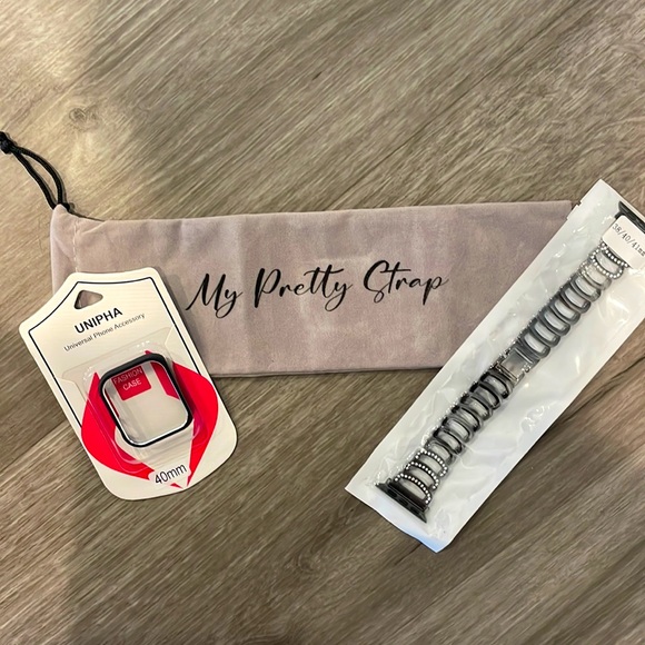 Apple Watch Case and Strap Black Bedazzled - Picture 2 of 5